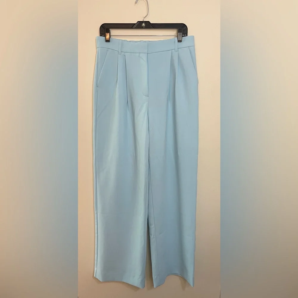 Abercrombie & Fitch Wide Leg Trousers in Bright Blue